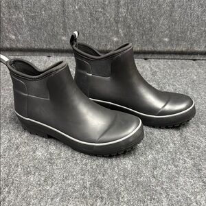 Chooka Black Ankle Boots with Red Accents